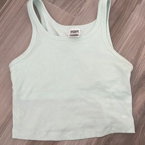 Pink by Victoria’s Secret mint green cropped tank top with built in bra